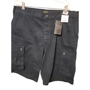 Lee Mens Relaxed Fit Cargo Shorts Black Active Stretch Size 36 NWT 0718